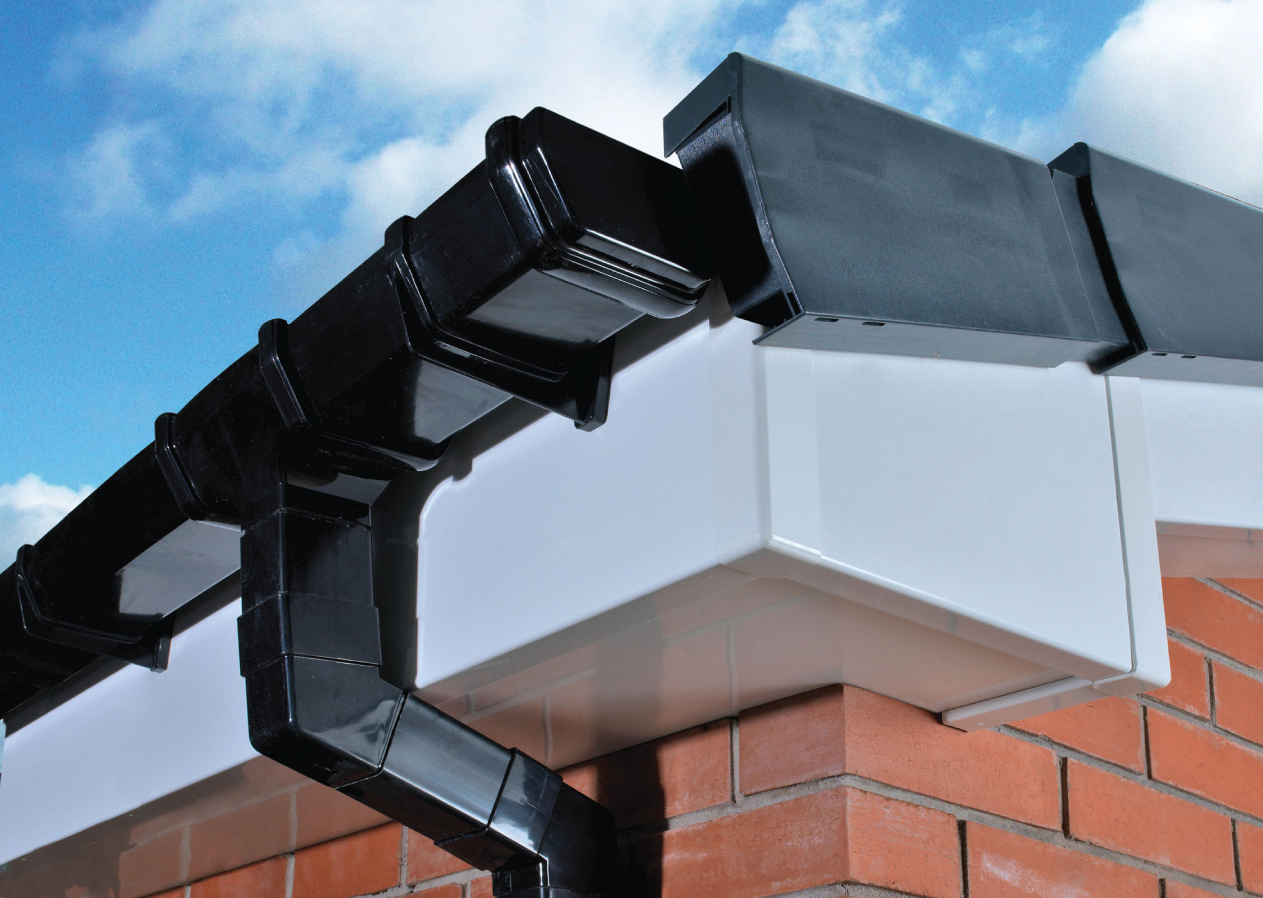black gutter white fascias